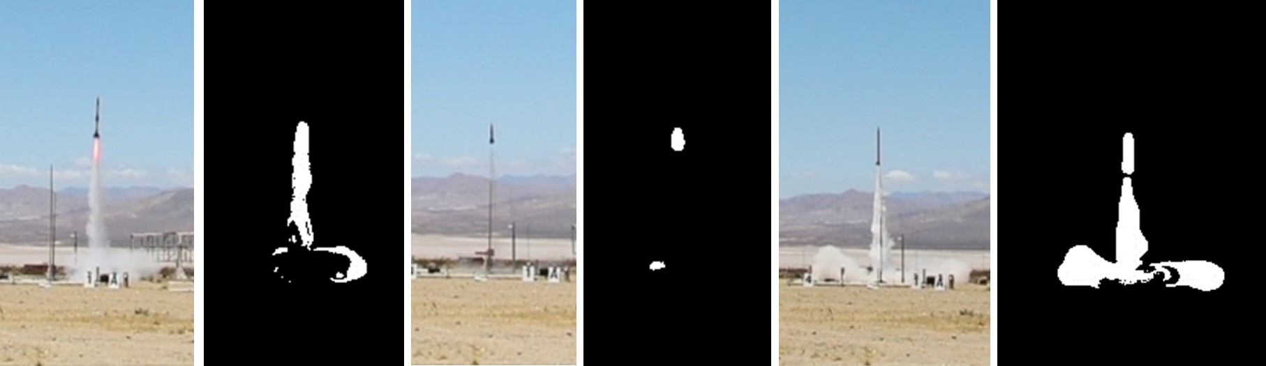 Figure E. Missile launches and the corresponding background subtraction frames.