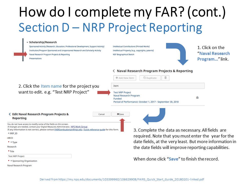 NRP FAIRS screen instructions
