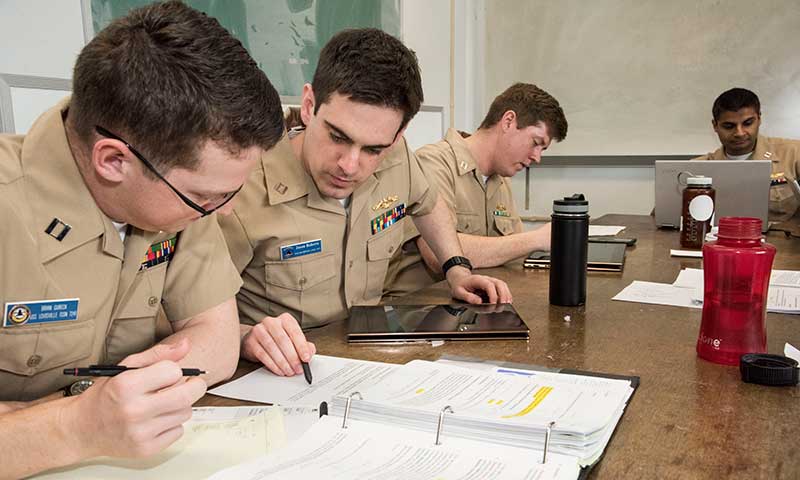 NPS students studying