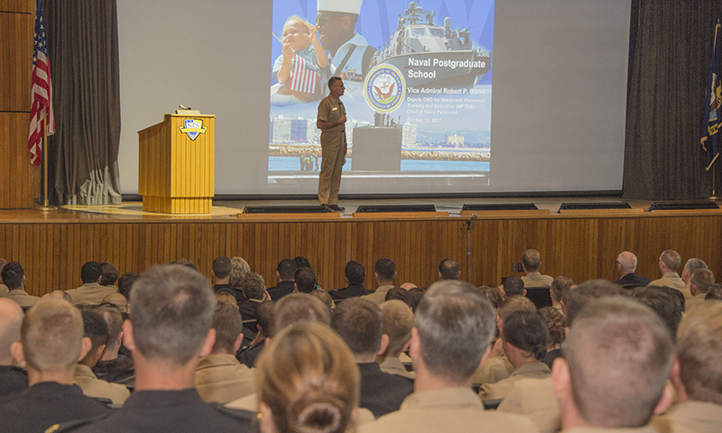 Chief of Naval Personnel Addresses Students, Explores Programs During Campus Visit
