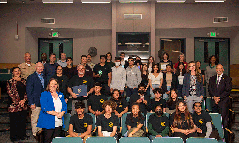 Students honored by the Naval Postgraduate School for climate change solutions.